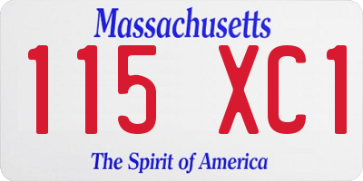 MA license plate 115XC1