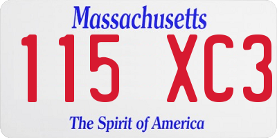 MA license plate 115XC3