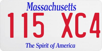 MA license plate 115XC4