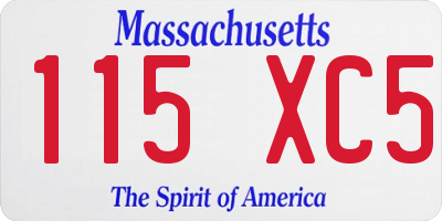 MA license plate 115XC5