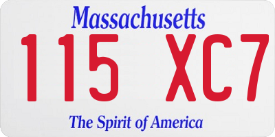 MA license plate 115XC7