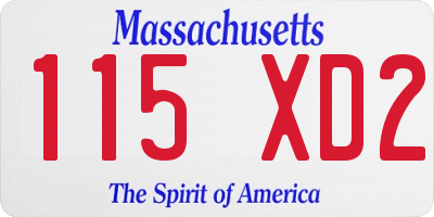 MA license plate 115XD2
