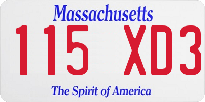 MA license plate 115XD3