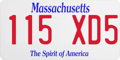 MA license plate 115XD5