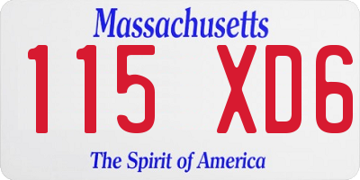 MA license plate 115XD6