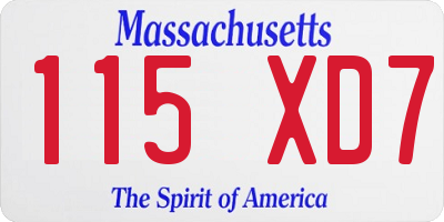 MA license plate 115XD7