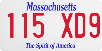 MA license plate 115XD9