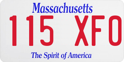 MA license plate 115XF0
