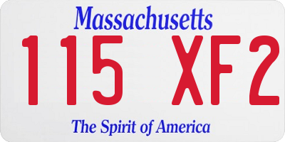 MA license plate 115XF2