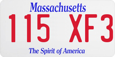 MA license plate 115XF3