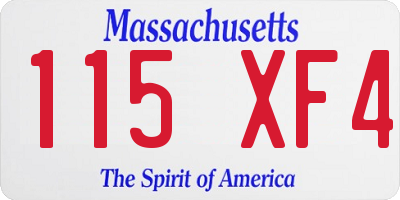 MA license plate 115XF4