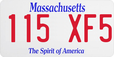 MA license plate 115XF5