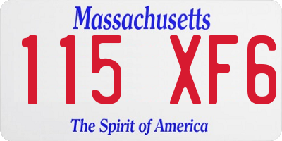 MA license plate 115XF6
