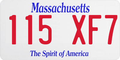 MA license plate 115XF7