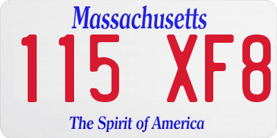MA license plate 115XF8