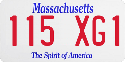 MA license plate 115XG1