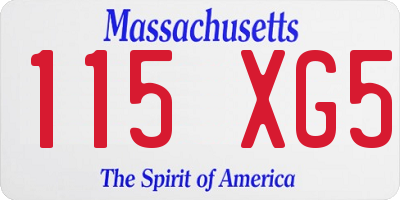MA license plate 115XG5