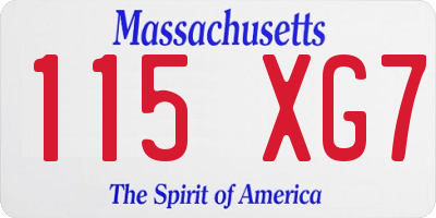 MA license plate 115XG7