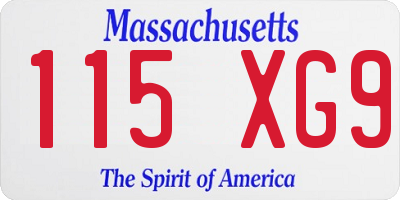 MA license plate 115XG9