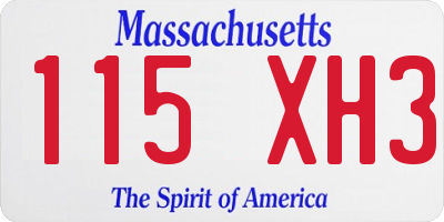 MA license plate 115XH3