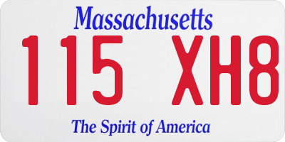 MA license plate 115XH8