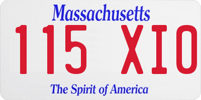 MA license plate 115XI0