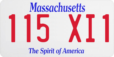 MA license plate 115XI1