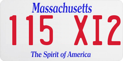 MA license plate 115XI2