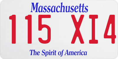 MA license plate 115XI4