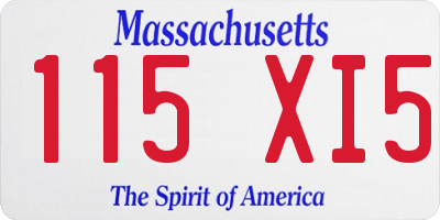 MA license plate 115XI5