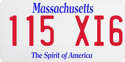 MA license plate 115XI6