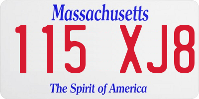 MA license plate 115XJ8