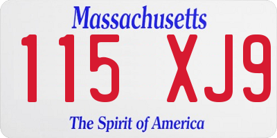 MA license plate 115XJ9
