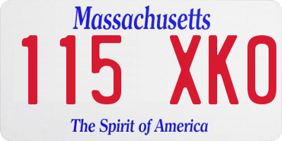 MA license plate 115XK0