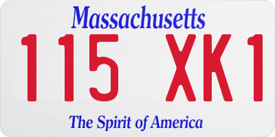 MA license plate 115XK1