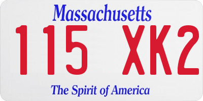 MA license plate 115XK2