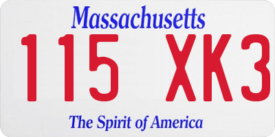 MA license plate 115XK3