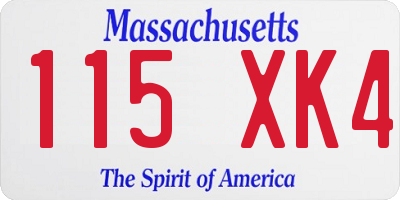 MA license plate 115XK4