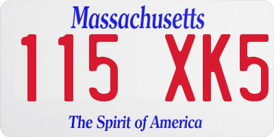 MA license plate 115XK5
