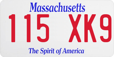 MA license plate 115XK9