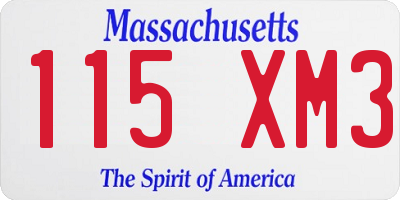 MA license plate 115XM3