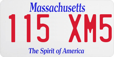 MA license plate 115XM5