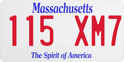 MA license plate 115XM7