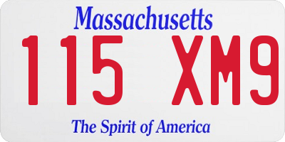 MA license plate 115XM9