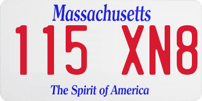MA license plate 115XN8