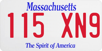 MA license plate 115XN9