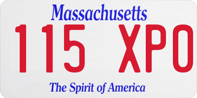 MA license plate 115XP0