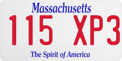 MA license plate 115XP3