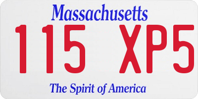 MA license plate 115XP5