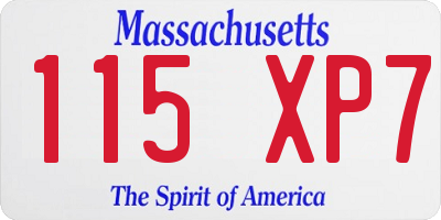 MA license plate 115XP7